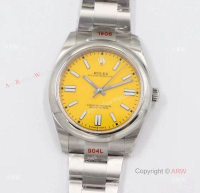 (EW) Men's Rolex Oyster Perpetual 41 Replica Watches With Rolex Yellow Face 